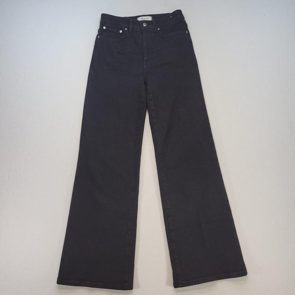 Madewell Wide‎ Leg Jeans Womens 25 Black High Rise Stretch Denim